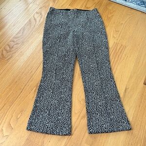Anthropologie The Essential Crop Flare Pants size XS black/white cheetah print